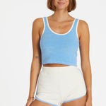 NEW Hammies Terry cropped retro tank top in blue poppy and cream size S small Photo 0