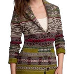 Eddie Bauer  Southwestern Print Button Front Cardigan Beige Size S Boho Fall Cozy Photo 0