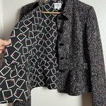 Armani Collezioni Black Pink Tweed Peplum Ruffle Hem Button Front Jacket 10 Photo 3