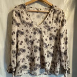 Lucky Brand  Top Womens Size S Tan Brown Babydoll Cottagecore Long Sleeves V-Neck Photo 0