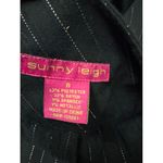 Sunny Leigh  Women's Size 8 Black Pinstripe Pants Flared Metallic Detail Photo 6