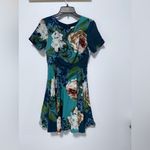 Corey Lynn Calter Teal and Brown Floral Midi Dress Blue Size 2 Photo 1