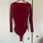 J.Crew Mercantile Red Velour Long Sleeve Bodysuit Photo 3