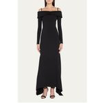 The Attico Black Fanny Cold Shoulder Jersey Gown Photo 5