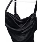 Mango Velvet Bodysuit with Draped Neckline Black NWT XL Photo 6