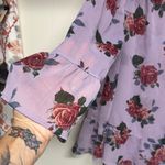 Self Esteem  Lavender Floral Semi Sheer Blouse with Bell Sleeves Photo 3