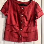 Moschino Red Textured Button-Front Top Photo 2