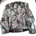 Sag Harbor 90s Boxy Tapestry Blazer Jacket Floral Purple Green Womens Sz 16 Photo 7