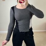 Le lis Gray Asymmetrical Fitted Long Sleeve Top Photo 0