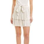 Sabina Musayev Alma Plisse Tiered Mini Dress White Shimmer Womens Size Small Photo 9