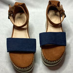 C comfort est 1946 brown and denim wedged sandals size 9 Photo 0