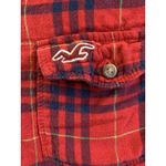 Hollister  Women’s Shirt Red Blue Plaid Flannel Button Up Long Sleeve Logo Large Photo 2