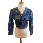 Avon Fashions Vintage 80’s/90’s Blue with Silver Floral Design Cropped Bolero St Photo 2