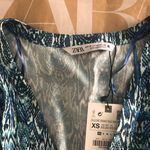 ZARA NWT-  Animal Print Mini Dress - XSmall Blue/white Photo 4