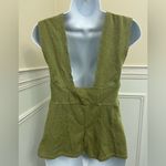 Free People  Olive Green Knit Tank with Lace Neckline – Size Small Photo 1