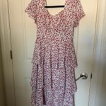 Floral tiered ruffle midi dress Pink Photo 1