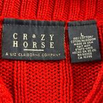 Liz Claiborne Crazy Horse  Cable Knit Cardigan‎ Sweater Womens L Red Button Front Photo 3