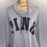 PINK - Victoria's Secret  Gray Black Cowl Neck Drawstring Cropped Sweatshirt L Photo 0