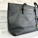 Michael Kors  Women Large Extra Slim Black Jet Setter Pebbled Leather Tote Bag Photo 3