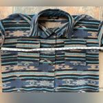 Blu Pepper Blue and Tan Aztec Western Print Shacket Jacket Sz L Photo 5