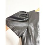 Tanya Taylor Antonella Mini Dress Size 6 Black Pleather Puff Sleeve Cocktail Photo 8