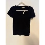 Madewell NWT  Re)generative Cotton Ribbed Cap-Sleeve Tee In Black Size Large Photo 2