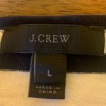 J.Crew top women’s large navy white stripes w/ red embroidered lips crewneck Photo 4