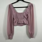 Urban Outfitters Dusty Rose Barbie Crop Long Sleeve Fairy Pink Top Women Size M Photo 1