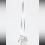 ZARA NWT  White Rose Box Clutch & Purse w/ Magnetic Closure & Silver Chain Strap Photo 1