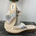 White Mountain  Cliffs Cienna White & Silver Embellished Flat Thong Sandals 10 Photo 1