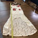 BANJUL  white embroidered floral lace high low midi maxi neck choker dress S Photo 8