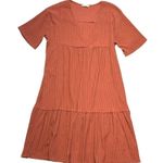 ZARA  Deep Orange V Neckline Short Sleeve Midi Dress US L Photo 0