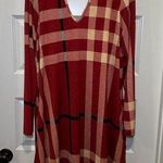 Heimish USA Red/Tan Plaid Print Long Sleeve Dress size L Size L Photo 0