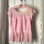American Eagle Light Pink Peplum Sheer Cap Sleeve Blouse size M back zip up Photo 0