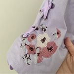 Purple cherry blossom embroidered tee with ribbon details Korean fashion White Size M Photo 4