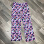 WAYF  Floral Accordion Pleat Satin Pull On Straight Leg Pants Purple Pink Large Photo 8