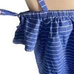 London Times OTS Top Blue White Stripe Cotton Short Sleeve Size L Large Photo 4