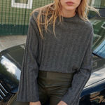 ZARA Gray Ribbed Wool Cashmere Sweater Size Small Relaxed Cozy Oversized Preppy Photo 0