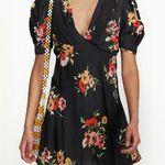 Free People EUC Neon Garden Dress Black Floral Size 4 Photo 0