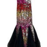 Jovani Long Multi Sequin Prom Dress Size 6 Mermaid Tulle Underlay Strapless 4210 Photo 0
