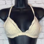 Crocheted Triangle Cream String Bikini Top Size XS Photo 0