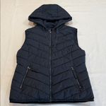 Ralph Lauren Lauren  Navy Quilted Puffer Vest Hooded Zip Front RLL Logo Size Med. Photo 1