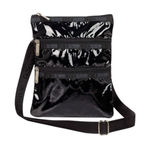 LeSportsac  3-Zip Pocket Crossbody Bag Shine Black Everyday Travel Ofice Stylish Photo 0
