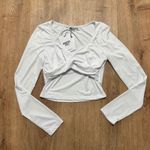 Princess Polly  | NWD White Ruched Dunford Long Sleeve Bodycon Cropped Top, 6 Photo 2