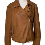 7 For All Mankind brown faux leather moto jacket size M Photo 0