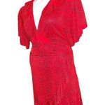 Boohoo Red Asymmetrical Ruffled faux Wrap Dress Photo 5