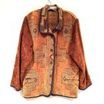 Nino Wong Vintage 80s Velour Jacket Women's‎ Medium Tan Purple Trim Boho Western Brown Photo 0