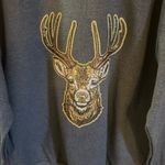 Cabela's Deer hunting Dark Gray Sweater with big buck sequin glitter Design! Size large Photo 1