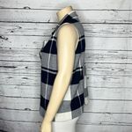 CHAPS  Size 1X Navy Blue & White Plaid Asymmetrical Zip Knit Vest Jacket Photo 3