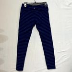 Athleta  Chaturanga Capri Legging Women's Medium Blue Striped‎ Stretch Logo Photo 5